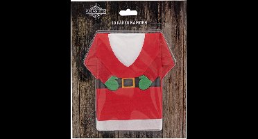 10x stuks kerst thema servetten kerstman trui 22 x 34 cm - Kerstdiner tafeldecoratie versieringen