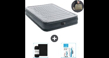 Intex Luchtbed - Twijfelaar - 137 x 191 x 33 cm - Grijs - Inclusief pomp - Hoeslaken en Reparatieset