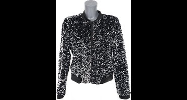 Pailletten Jas - Bomberjack - Zilver - Maat Maat XL/XXL - Dames - Volwassenen - Per Stuk - Carnavals Jas