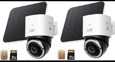 eufy 4G LTE S330 Beveiligingscamera 2-Pack- met WiFi - 4K Pan&Tilt - Volkomen draadloos met zonnepaneel - AI Tracking en 4G verbinding met simkaart
