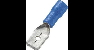 TRU COMPONENTS 745424 Platte stekker (male) Insteekbreedte: 6.4 mm Insteekdikte: 0.8 mm 180 ° Deels geïsoleerd Blauw 10