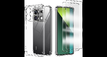 Hoesje geschikt voor Xiaomi Redmi Note 13 Pro 5G transparant Anti Shock silicone hoesje Met gehard glas Screenprotector - 2 pack