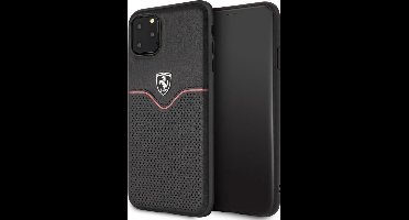 iPhone 11 Pro Max Backcase hoesje - Ferrari - Effen Zwart - Leer