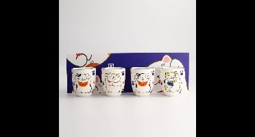 Tokyo Design Studio – Kawaii – Lucky Cat – Koppenset – 4 Stuks – 170ml