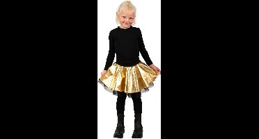 Cirkelrok Metallic Goud - Meisjes - Tule Rok - Disco Rok - Maat 152