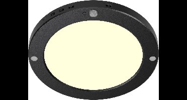 LED Plafondlamp met Bewegingssensor + Dag en Nacht Sensor - 18W - Warm Wit 3000K - 360° Zichthoek - Opbouw/Inbouw - Rond - Mat Zwart