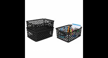 Storage Solutions Kast Opbergmand - 5x - van kunststof - zwart - 19 x 25 x 10 cm - 4 liter - organizer box