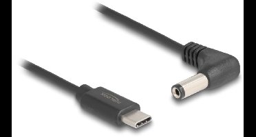 USB-C - DC plug haaks kabel | 5,5 x 2,1mm | max. 5V/1A (5W) | zwart | 1,5 meter