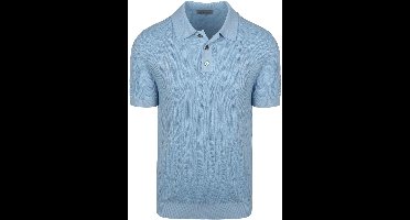 Suitable Knitted Jacquard Polo Lichtblauw - Maat M - Heren - Polo shirt Heren met Korte mouw