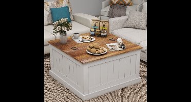 Salontafel – Koffietafel – Tafel – Bijzettafel – Woonkamertafel – Wit – 80 cm – Lift-Top Met Verborgen Opbergruimte – Robuust Hefmechanisme