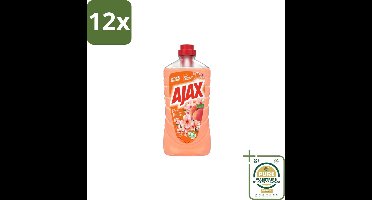 Ajax – Allesreiniger – Perzik – 1000 ml - Voordeelverpakking - 12 stuks - Perzikgeur - Huishoudelijke reiniger