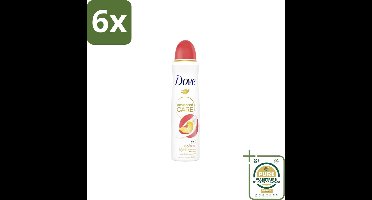 Dove Deodorant Spray Perzik 150 ml - Voordeelverpakking - 6 stuks - Okselhuid verzorging - Perzik en witte bloesem