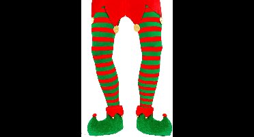 Panty gestreept groen / rood Elf