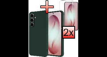 Hoesje - Met 2x Screenprotector - Geschikt voor Samsung Galaxy S26 - Sterk & Shockproof - Back Cover - Siliconen Case - Telefoon Hoes - Donkergroen