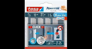 tesa Powerstrips CLICK - zelfklevende klittenbandpads voor het bevestigen en verwijderen van fotolijsten - Slim - 16 x 2 stuks