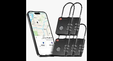 SmartLock Bagagesloten – Slimme Slotjes – Koffersloten – Reissloten – TSA Goedgekeurd – Apple Find My Compatibel – GPS Bluetooth Tracker – Waterbestendig – Set van 5