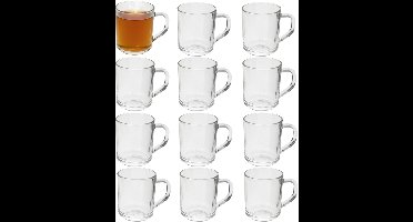 Gerimport Thee bekers / mokken Nova - 12x stuks - glas - 246 ml - thee momentjes