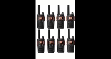 Set van 8 Cobra RX380 vergunning vrije portofoons PMR446 IPX2