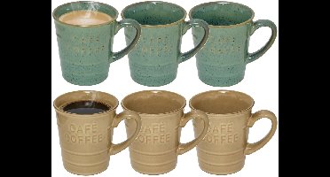 Secret de gourmet Koffiemokken - 6x stuks - 200 ml - kleuren gemixt