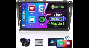 Android Autoradio – Multimedia Radio – Navigatie Systeem – Touchscreen Headunit – 9 Inch Scherm – Android 13 – Draadloze CarPlay & Achteruitrijcamera