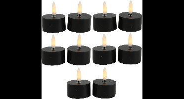 Countryfield LED theelichtjes/waxinelichtjes - 10x st - zwart - D4 x H5,2 cm - met timer