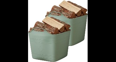 Excellent houseware flexibele kuip / emmer - 2x - groen - 25 l - kunststof - 40 x 35 cm - met handvatten