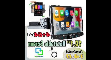 10,1 Inch Android Auto Radio – Autoradio – Car Stereo – Multimedia Speler – Auto Audio Systeem – Draaibaar HD IPS Touchscreen – Android 14 + 4GB RAM 64GB Opslag