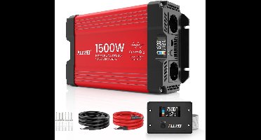 Zuivere Sinus Omvormer 1500 W – Spanningsomvormer – Stroomomzetter – DC AC Converter – Inverter 12V naar 230V – 3000 W Piekvermogen – LCD Display & Afstandsbediening