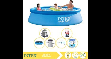 Intex Easy Set Zwembad - Opblaaszwembad - 305x76 cm - Inclusief Afdekzeil, Zwembadpomp, Filter, Onderhoudsset, Zoutsysteem en Zout