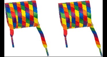 Schoenveters - 2x - Gay Pride/Regenboog thema kleuren - polyester - 140 cm