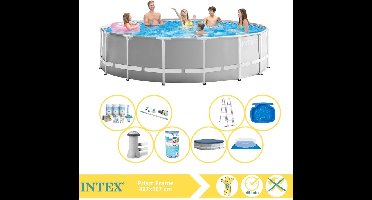 Intex Prism Frame Zwembad - Opzetzwembad - 457x122 cm - Inclusief Onderhoudspakket, Filter, Stofzuiger en Voetenbad