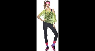 Verkleedkleding 80's Mesh Shirt neon groen, maat L/XL