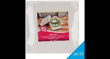 FunCakes Taartdoos met Zwanenhals en Losse Deksel - Vierkant - Wit - 35x35x15 cm - 25 Stuks