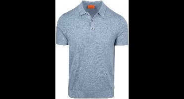 Suitable Knitted Polo Cotton Linen Blauw - Maat S - Heren - Polo shirt Heren met Korte mouw