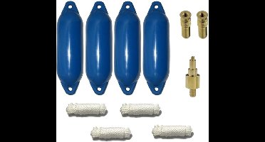 Set van 4 met Majoni Star 15 stootwillen incl. spatelleidingen, 2 vervangingsventielen, 1 ventieladapter - blauw, 45 x 12 cm