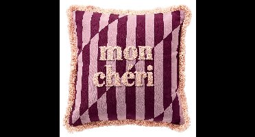 Dutch Decor CHERIE - kussenhoes 45x45 cm - gestreept - 100% katoen - Rosebud - roze - met rits - zonder binnenkussen