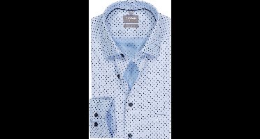OLYMP Luxor comfort fit overhemd - mouwlengte 7 - dobby - licht- met donkerblauw dessin - Strijkvrij - Boordmaat: 42