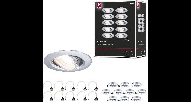 Inbouwlamp Set van 10 zwenkbaar rond 90mm 30° GU10 max. 10x10W 230V dimbaar Chroom mat