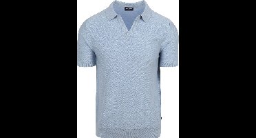 Suitable Knitted Polo Riva Harring Lichtblauw - Maat XXL - Heren - Polo shirt Heren met Korte mouw