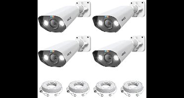 Zosi - Beveiligingscamerasysteem - 5MP 1080p - Buiten - Bewakingscamera - Beveiligingscamera - Beveiligingscamerasysteem - 4 stuk - IP66 - Wit