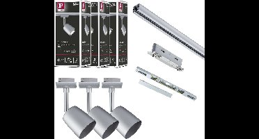 URail Railspot Cover Startersset GU10 max. 10W dimbaar 230V Chroom mat, Chroom