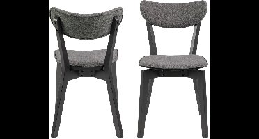 Giga Living Eetkamerstoel Levi - Grijs - Stof & Rubberhout - 45x55x79,5cm - Set van 2