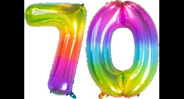 Folat Verjaardag Leeftijd folieballon - 70 jaar - multi kleuren - 86 cm - cijferballon groot