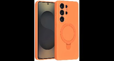 Hoesje Geschikt voor Samsung S26 Ultra hoesje zacht siliconen Oranje - Liquid Backcover ring hoesje Geschikt voor Magsafe hoesje