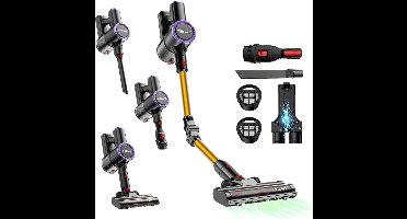 Draadloze Steelstofzuiger – Snoerloze Stofzuiger – Handstofzuiger – Steelzuiger – Huisstofzuiger – 500W Brushless Motor – 45 Min Batterijduur Met Inklapbare Slang & Muurbeugel