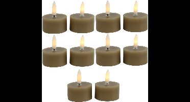 Countryfield LED theelichtjes/waxinelichtjes - 10x st - beige - D4 x H5,2 cm - met timer