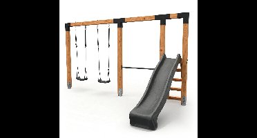 EXIT Linea Robust 110 Houten Speeltoestel - met Schommel & Duikelrek & Glijbaan - Speeltoestel voor Buiten - Kinderen