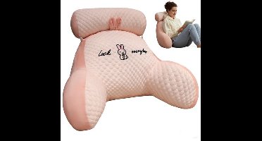 Ergonomisch leeskussen 60 x 40 cm - Rugkussen met verwijderbare hoes - Comfortabel leeskussen voor op de bank met nek- en armondersteuning - Voor lezen en werken - Roze