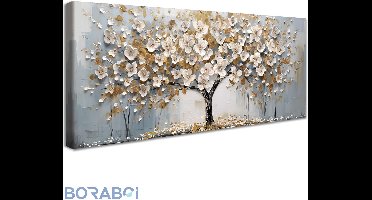 Canvas Schilderij - Witte Bloemen - 50x70 cm - Canvas