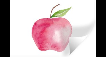 Muurstickers - Sticker Folie - Appel - Fruit - Wit - 30x20 cm - Plakfolie - Muurstickers Kinderkamer - Zelfklevend Behang - Zelfklevend behangpapier - Stickerfolie